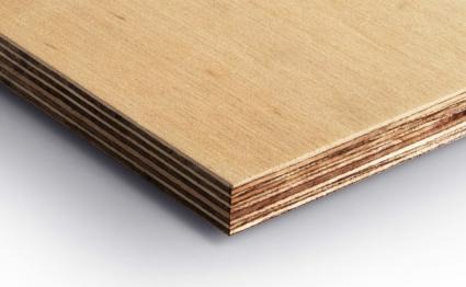 Birch plywood sheets stacked on a pallet for export